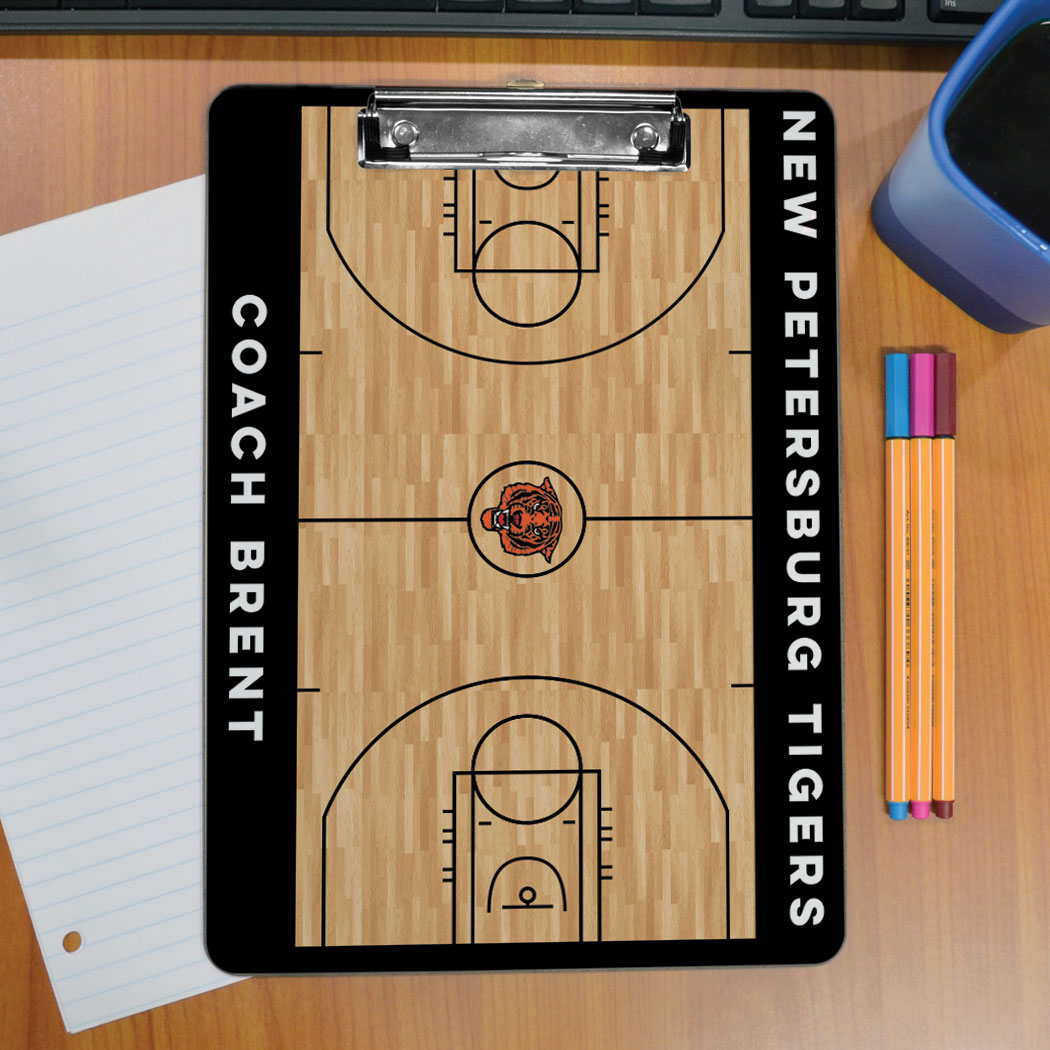 ChalkTalk Basketball Custom Wood Court Coaches Dry Erase Clipboard